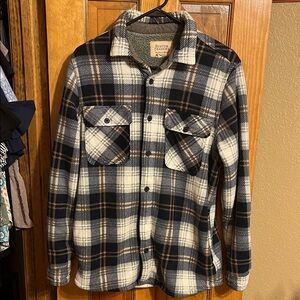 Boston Traders Men's Checkered Shirt Jacket - Black, White, and Tan